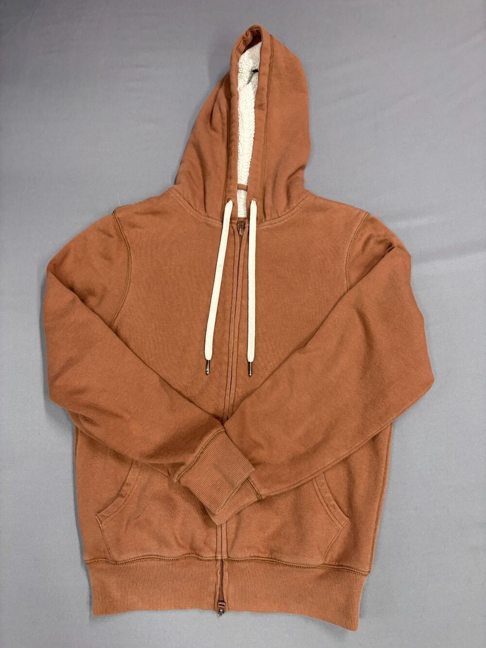 Goodfellow & Co Hoodie Mens Small Camel Full Zip Sherpa Lined Fleece Sweatshirt